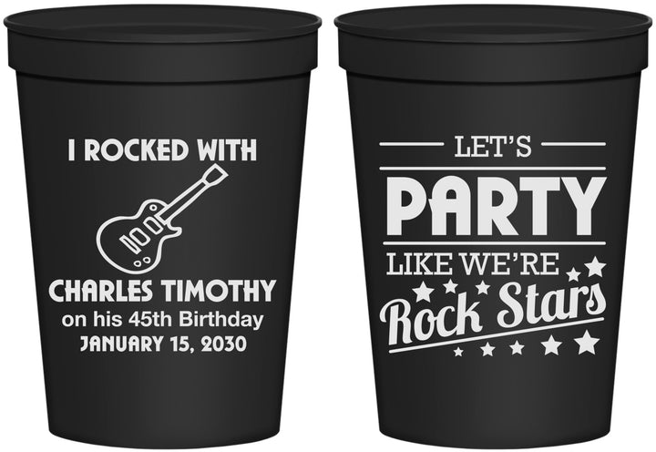 Personalized Birthday 16 oz Stadium Cups - 45th Rock Star | 20176