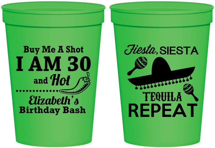Personalized Birthday 16 oz Stadium Cups - 30th Fiesta Siesta Tequila | 20177