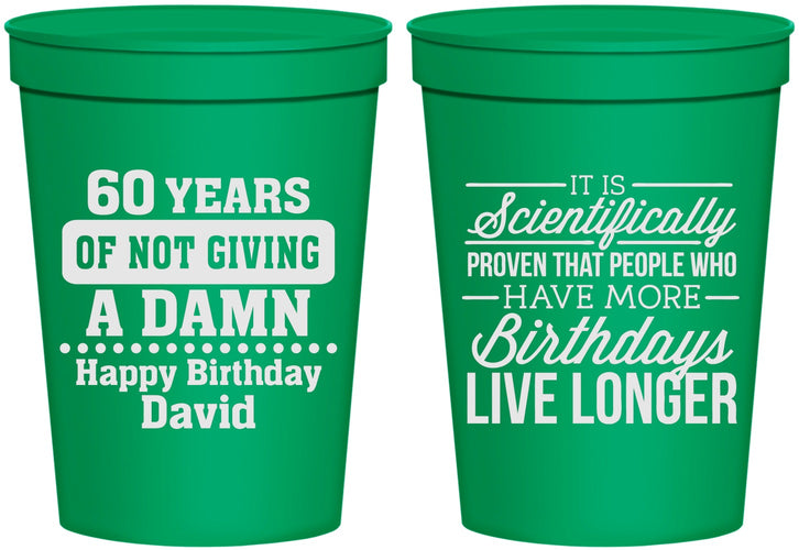Personalized Birthday 16 oz Stadium Cups - 60th | 20180