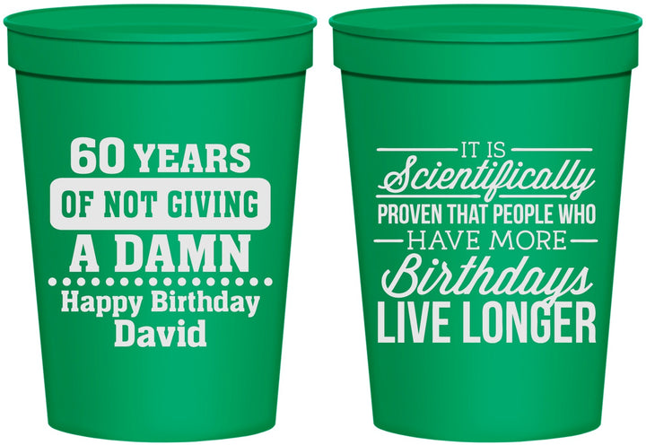Personalized Birthday 16 oz Stadium Cups - 60th | 20180
