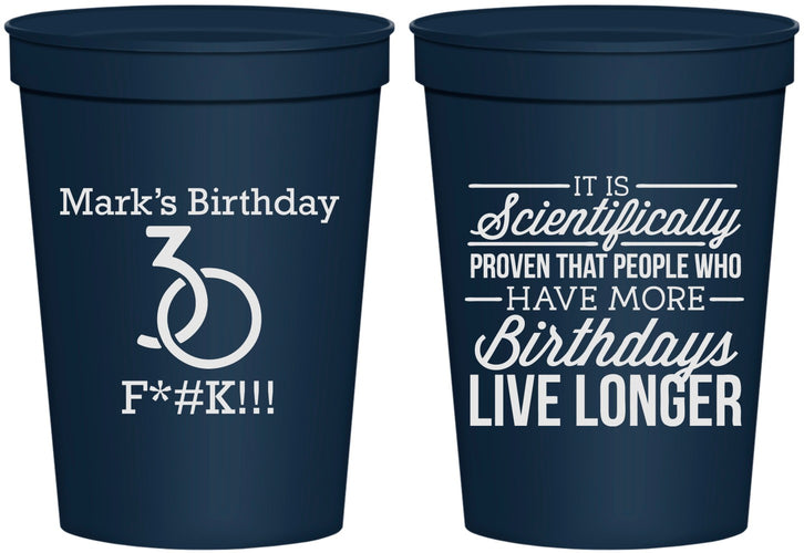 Personalized Birthday 16 oz Stadium Cups - 30th | 20181