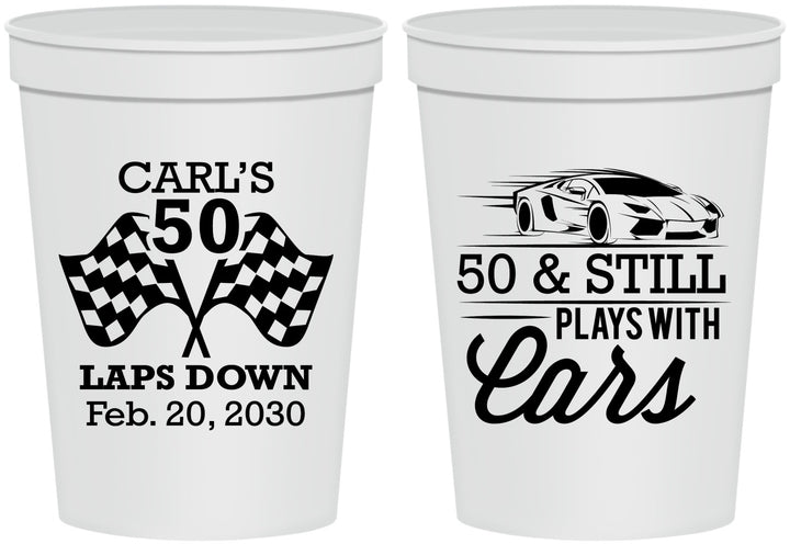 Personalized Birthday 16 oz Stadium Cups - 50th Race Car | 20187