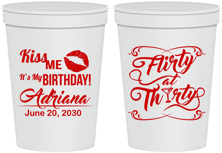Personalized Birthday 16 oz Stadium Cups - 30th Flirty At Thirty | 20190