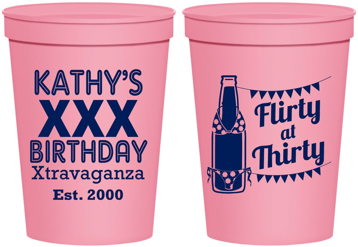 Personalized Birthday 16 oz Stadium Cups - 30th Flirty At Thirty | 20191