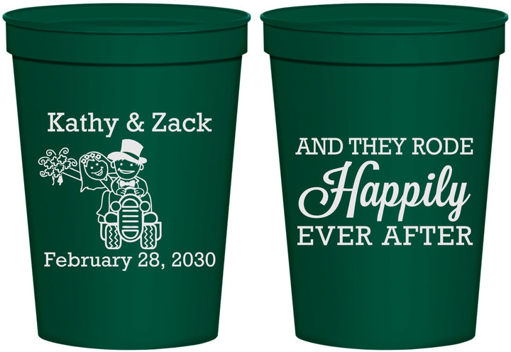 Personalized Wedding 16 oz Stadium Cups - Happily Ever After Tractor | 202