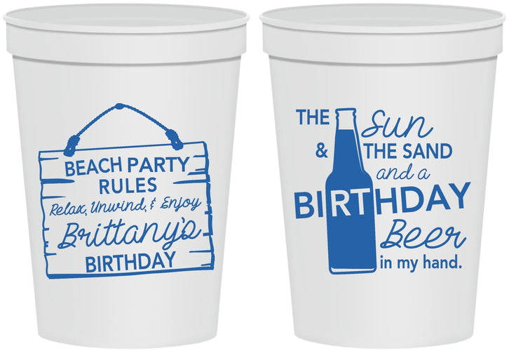 Personalized Birthday 16 oz Stadium Cups - Beach | 20200