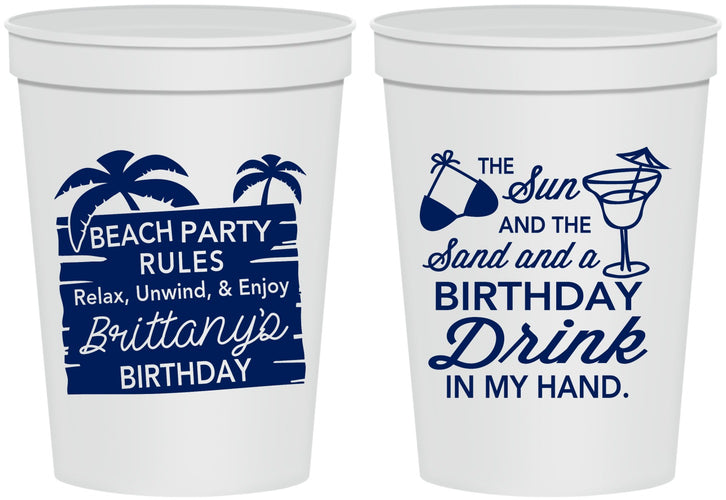Personalized Birthday 16 oz Stadium Cups - Beach | 20201