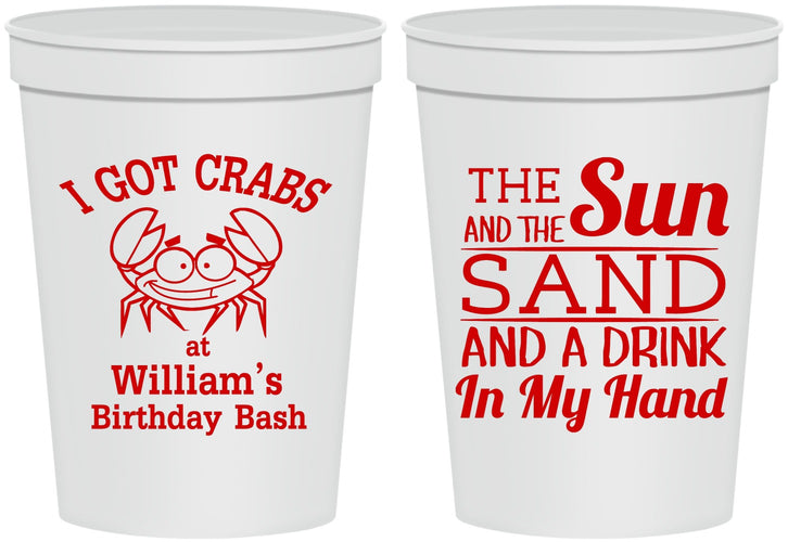 Personalized Birthday 16 oz Stadium Cups - Sun Sand Drink Hand | 20205