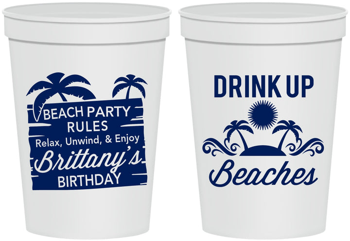 Personalized Birthday 16 oz Stadium Cups - Drink Up Beaches | 20206