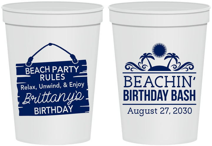 Personalized Birthday 16 oz Stadium Cups - Beach | 20211