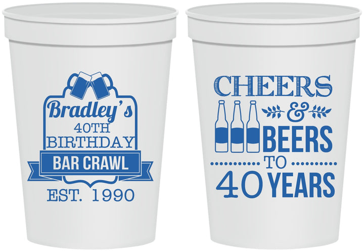 Personalized Birthday 16 oz Stadium Cups - Cheers Beers To 40 Years | 20216