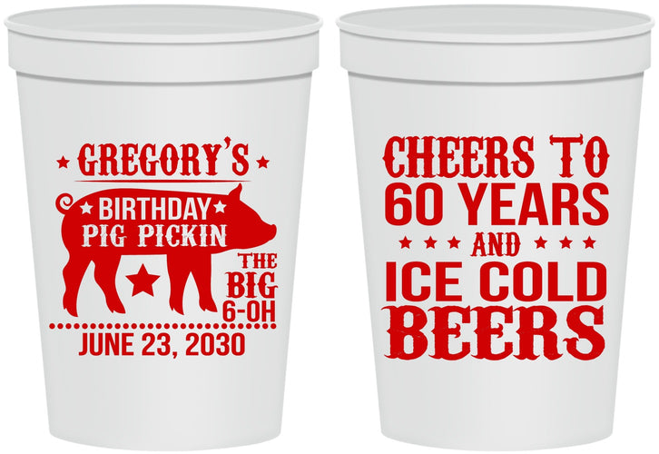 Personalized Birthday 16 oz Stadium Cups - 60th Barbeque Bbq | 20217