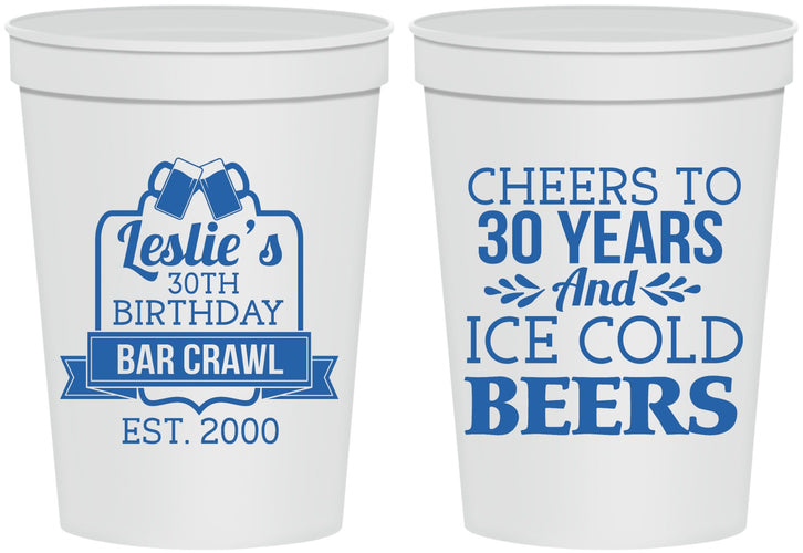 Personalized Birthday 16 oz Stadium Cups - 30th | 20218