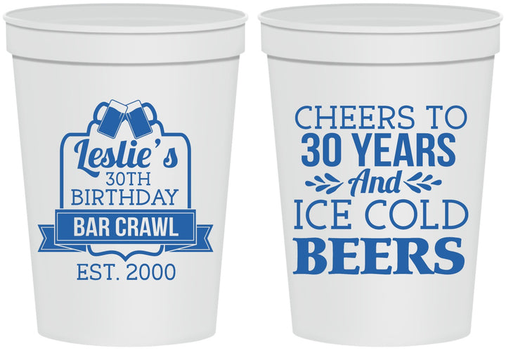 Personalized Birthday 16 oz Stadium Cups - 30th | 20218