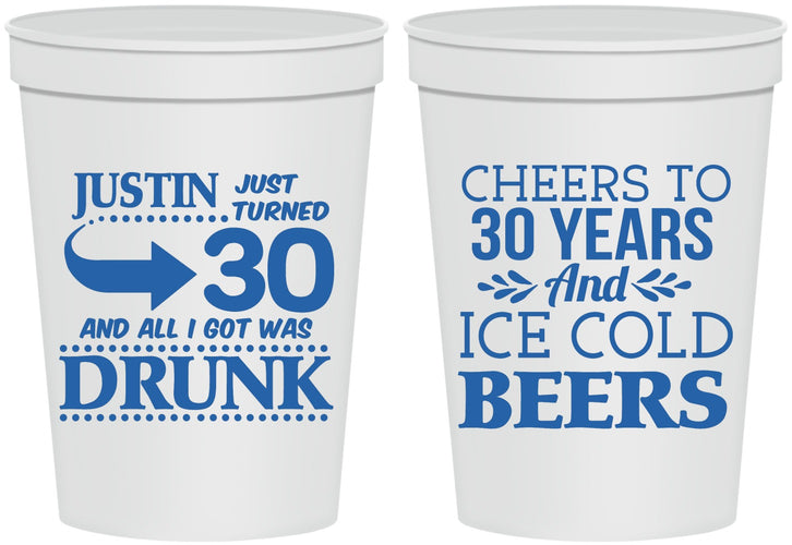 Personalized Birthday 16 oz Stadium Cups - Cheers To 30 Years | 20219