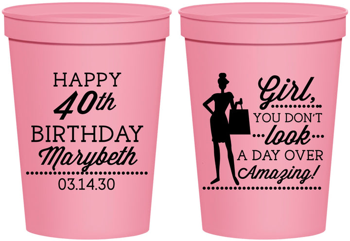 Personalized Birthday 16 oz Stadium Cups - 40th | 20223
