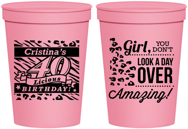 Personalized Birthday 16 oz Stadium Cups - 40th | 20224