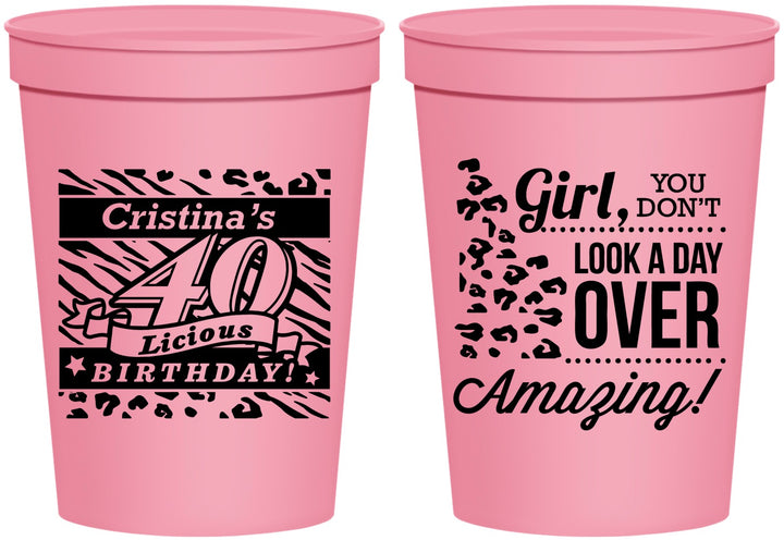 Personalized Birthday 16 oz Stadium Cups - 40th | 20224