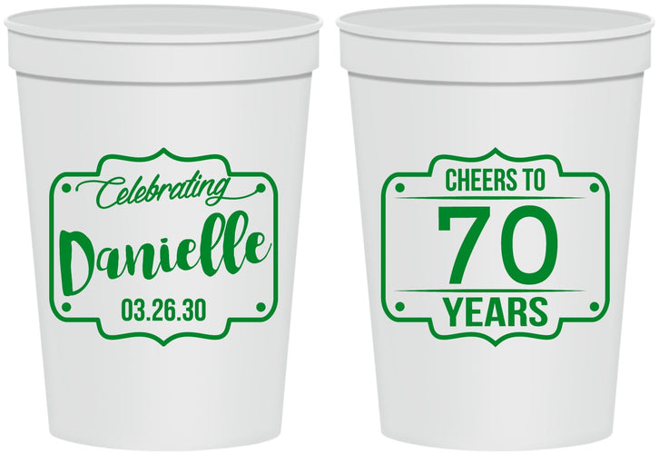 Personalized Birthday 16 oz Stadium Cups - Cheers To 70 Years | 20227