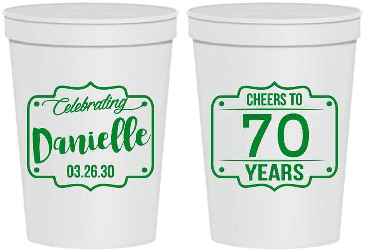 Personalized Birthday 16 oz Stadium Cups - Cheers To 70 Years | 20227