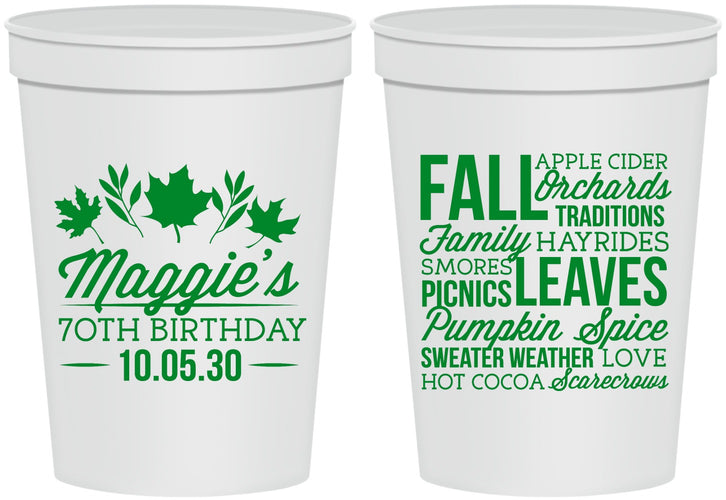 Personalized Birthday 16 oz Stadium Cups - 70th Fall | 20228
