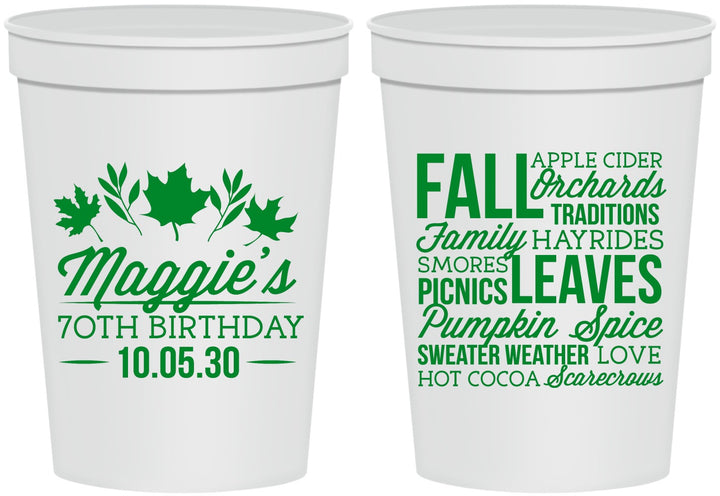 Personalized Birthday 16 oz Stadium Cups - 70th Fall | 20228