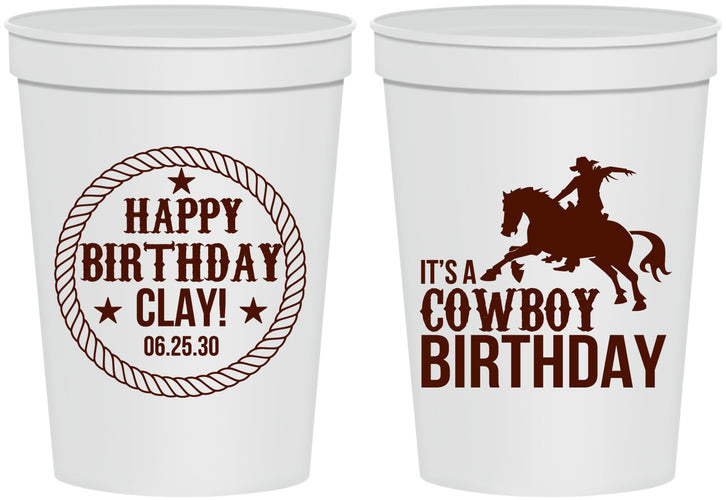 Personalized Birthday 16 oz Stadium Cups - Cowboy | 20229