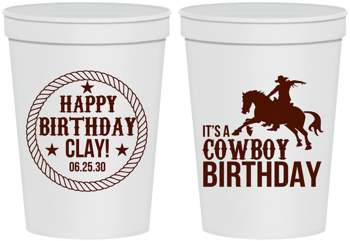 Personalized Birthday 16 oz Stadium Cups - Cowboy | 20229