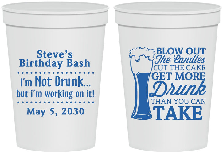 Personalized Birthday 16 oz Stadium Cups - Beer Drunk | 20230