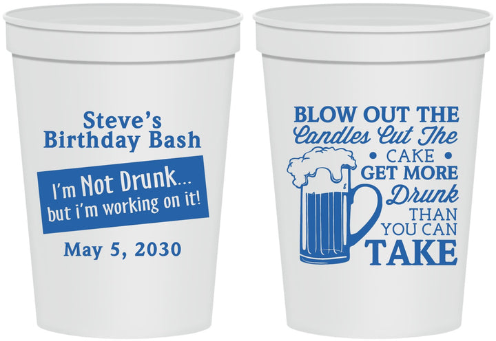 Personalized Birthday 16 oz Stadium Cups - Beer Drunk | 20232