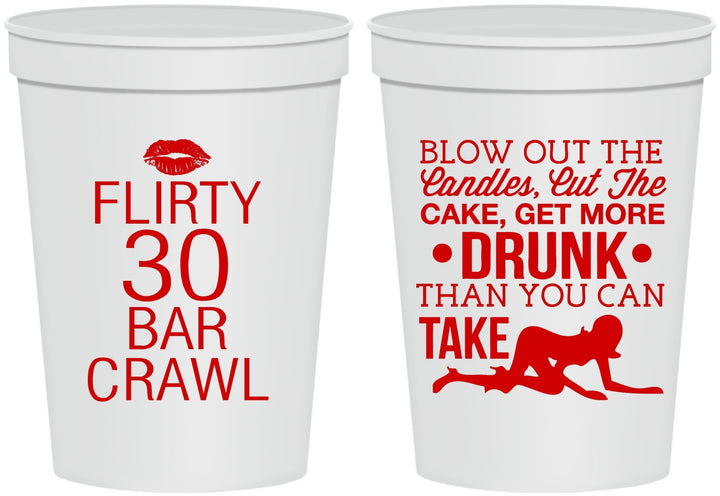 Personalized Birthday 16 oz Stadium Cups - 30th Bar Crawl | 20233