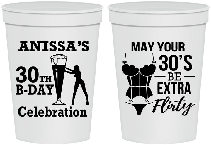 Personalized Birthday 16 oz Stadium Cups - 30th Flirty At Thirty | 20236