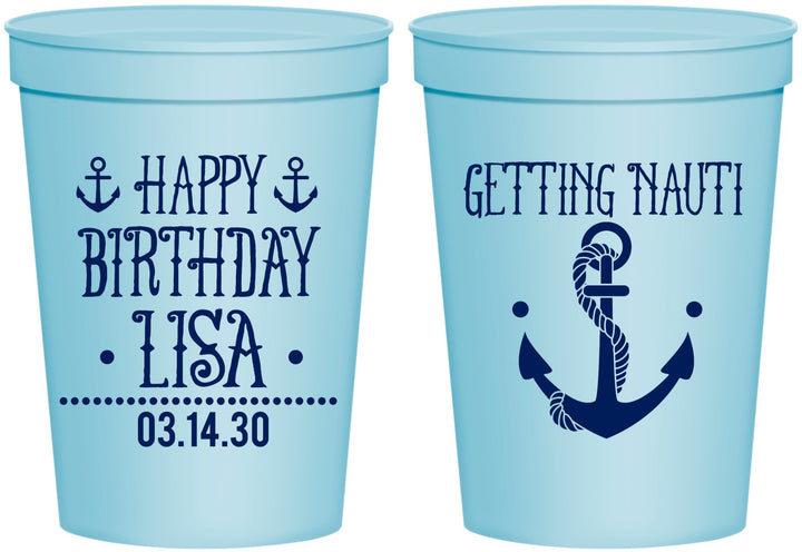 Personalized Birthday 16 oz Stadium Cups - Getting Nauti | 20239