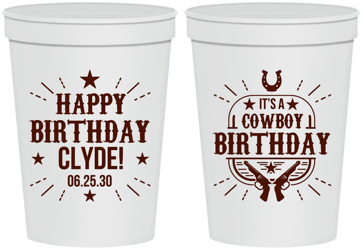 Personalized Birthday 16 oz Stadium Cups - Cowboy | 20244