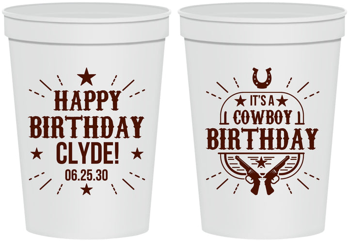 Personalized Birthday 16 oz Stadium Cups - Cowboy | 20244