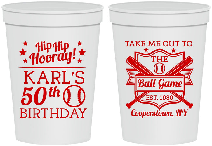 Personalized Birthday 16 oz Stadium Cups - 50th Baseball | 20252
