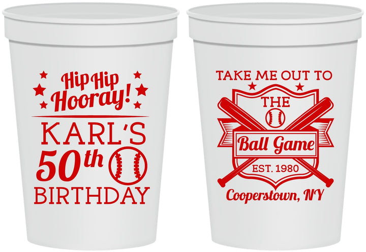 Personalized Birthday 16 oz Stadium Cups - 50th Baseball | 20252