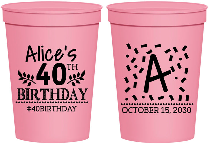 Personalized Birthday 16 oz Stadium Cups - 40th | 20258