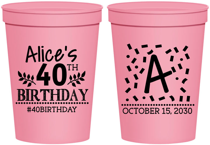 Personalized Birthday 16 oz Stadium Cups - 40th | 20258