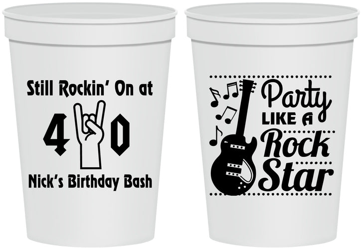 Personalized Birthday 16 oz Stadium Cups - 40th Rock Star | 20266