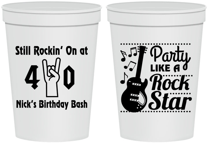 Personalized Birthday 16 oz Stadium Cups - 40th Rock Star | 20266