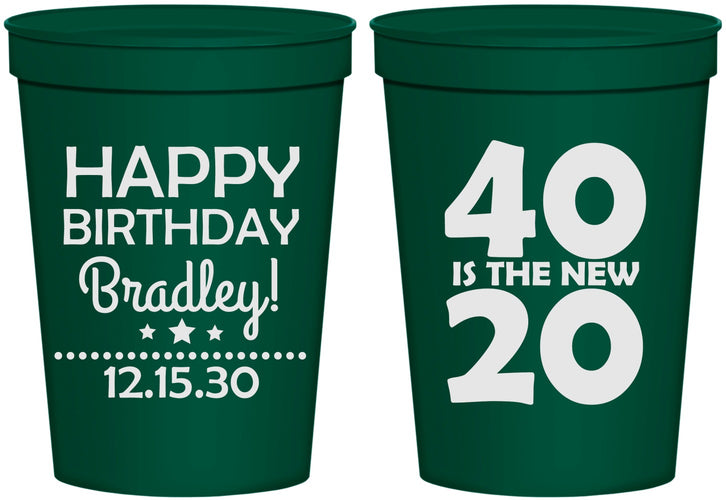 Personalized Birthday 16 oz Stadium Cups - 40 Is The New 20 | 20269
