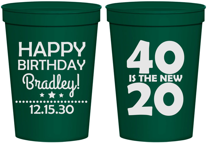 Personalized Birthday 16 oz Stadium Cups - 40 Is The New 20 | 20269