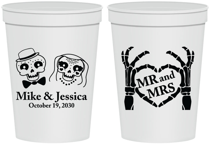 Personalized Wedding 16 oz Stadium Cups - Mr And Mrs Halloween | 206