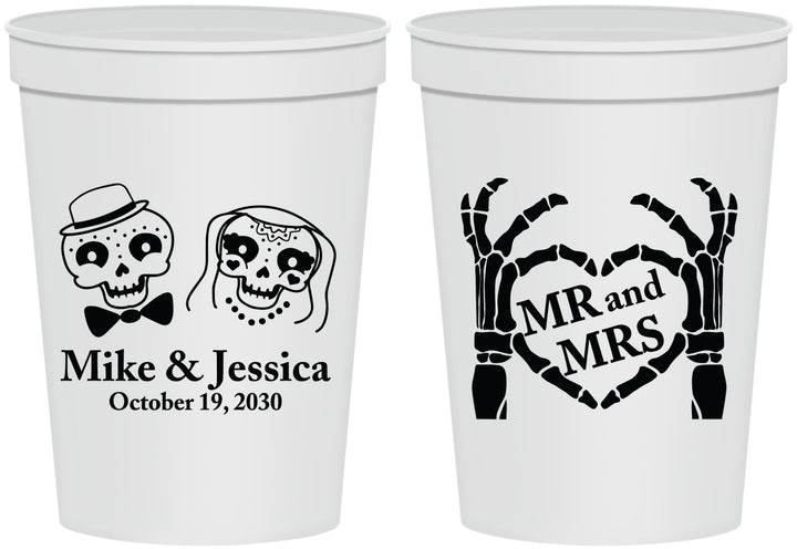 Personalized Wedding 16 oz Stadium Cups - Mr And Mrs Halloween | 206