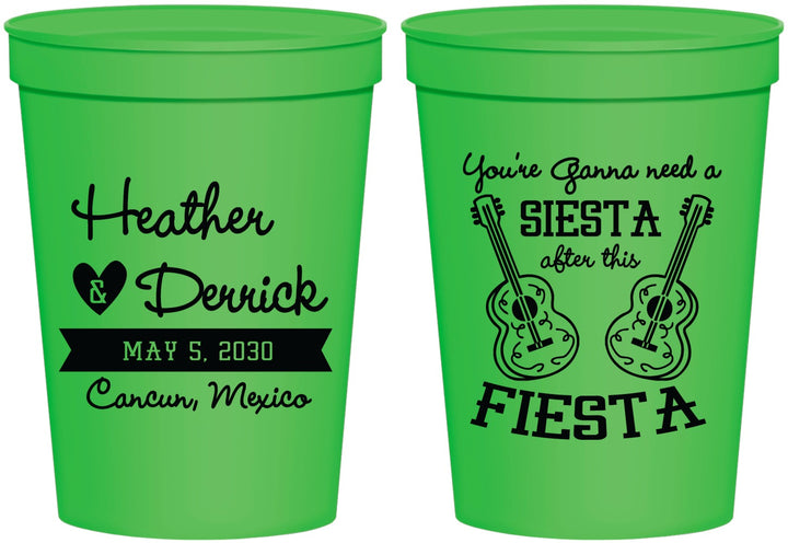 Personalized Wedding 16 oz Stadium Cups - Siesta Fiesta Mexico | 207