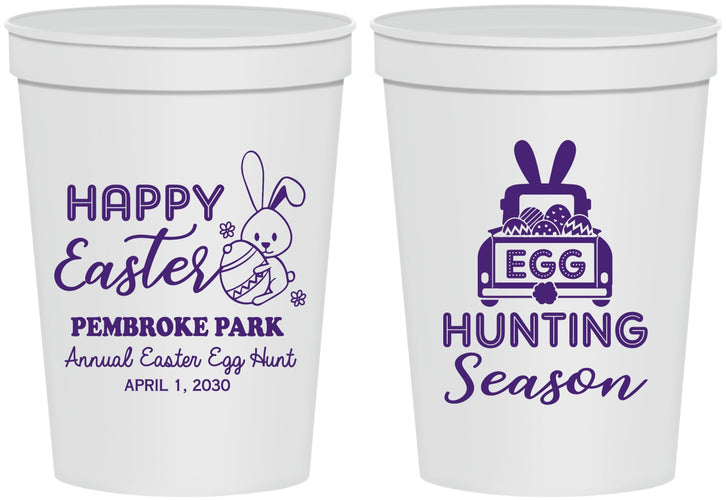 Personalized Easter 16 oz Stadium Cups - Egg Hunting Bunny | 210004