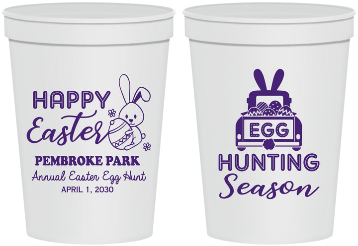 Personalized Easter 16 oz Stadium Cups - Egg Hunting Bunny | 210004