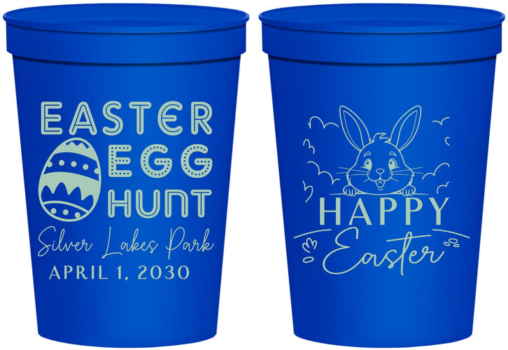 Personalized Easter 16 oz Stadium Cups - Egg Hunt Bunny | 210005
