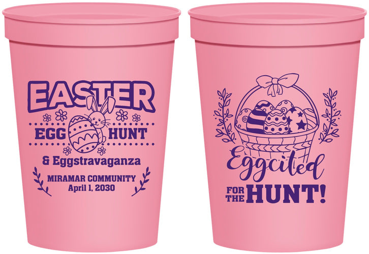 Personalized Easter 16 oz Stadium Cups - Eggcited For Hunt Bunny | 210006